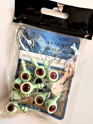 Glow-in-the-dark jig head hook with treble hook, fluorescent hook, hairtail-specific hook; 10 pieces per pack;